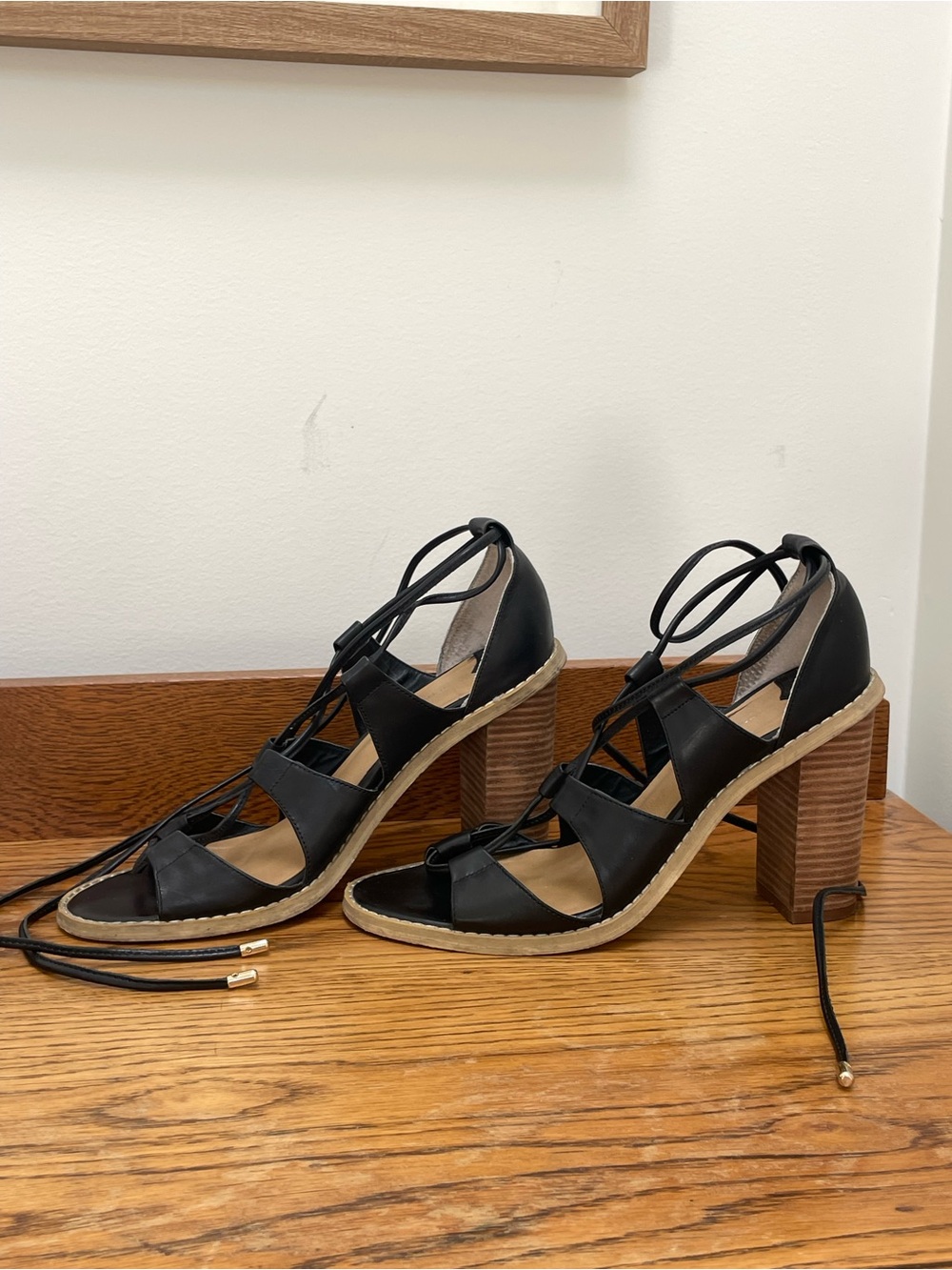 Tony Blanco - Black Leather Ankle Wrap Heel - Picture 3 of 9